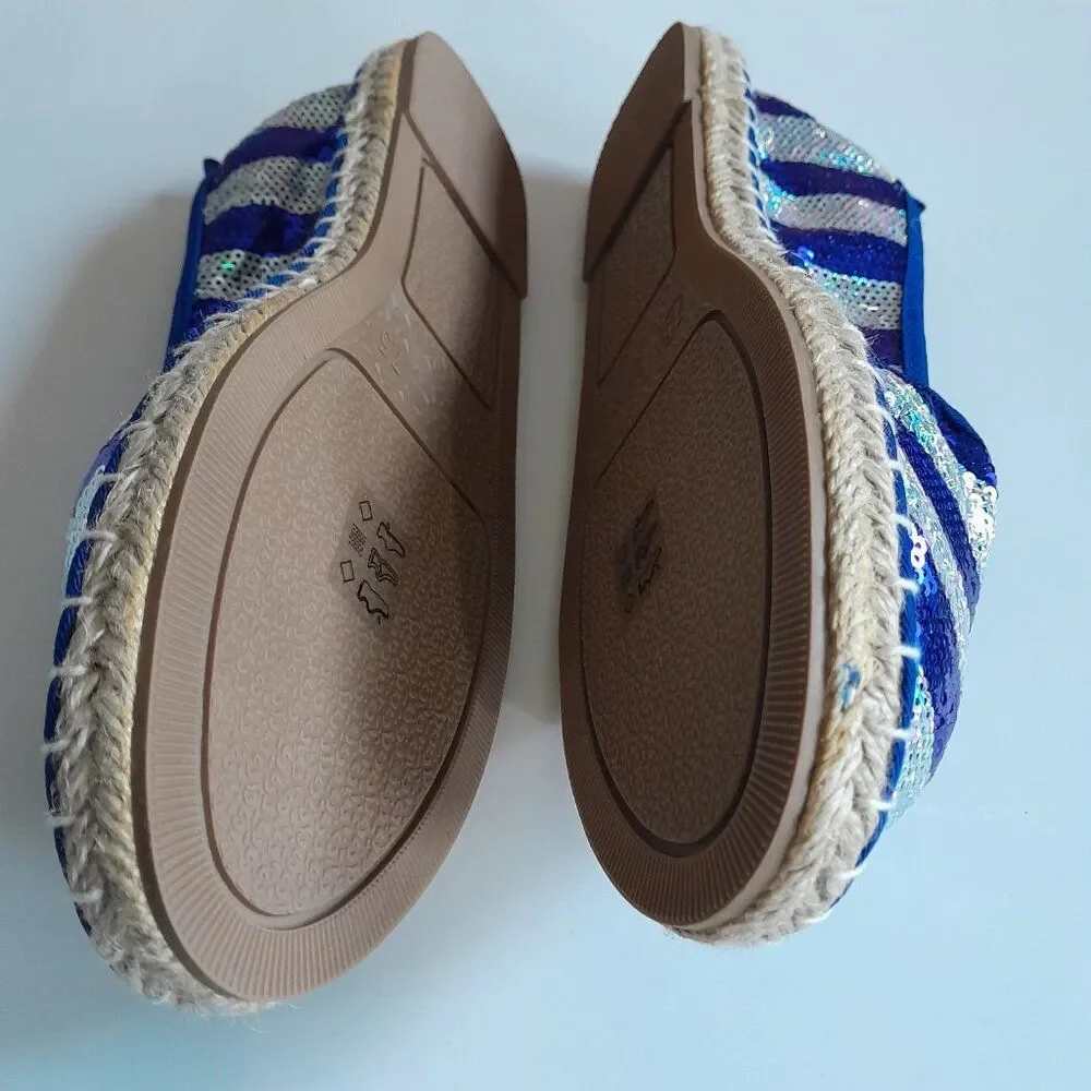 Pep step patriotic espadrille sequin loafer shoes TONY SS04 Size 7.5 Color Blue